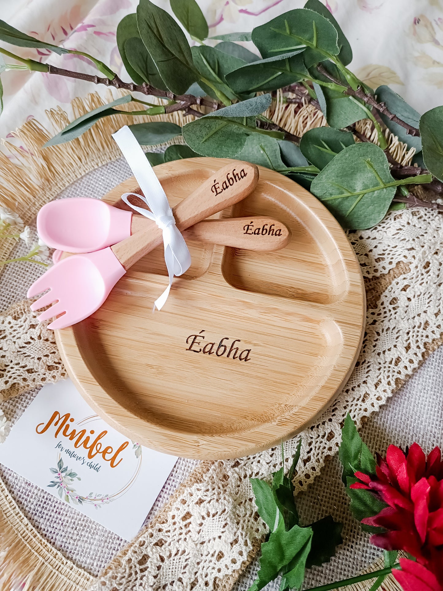 Personalised Bamboo Plate and Cutlery Set