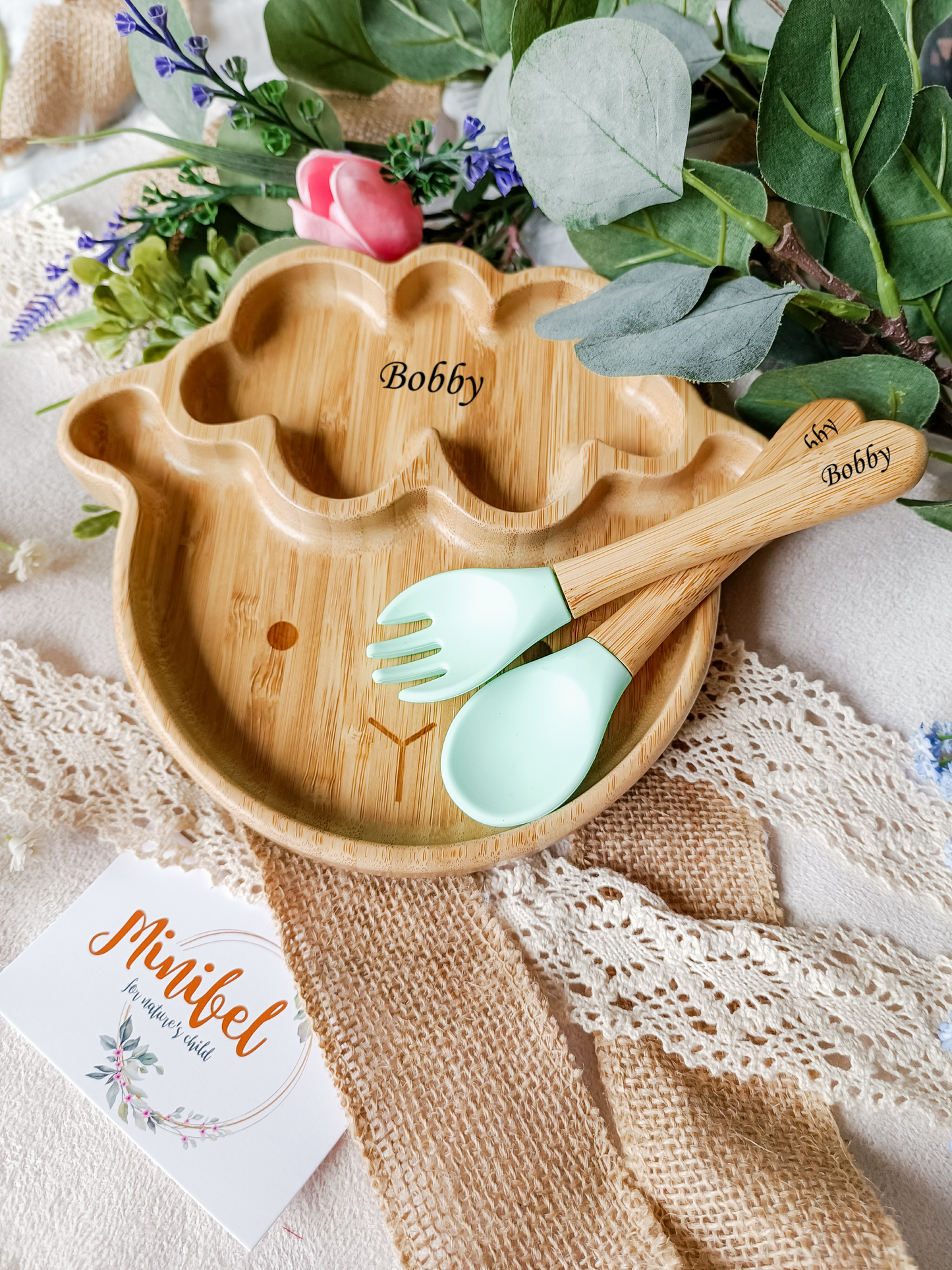 Personalised Sheep Plate and Cutlery Set