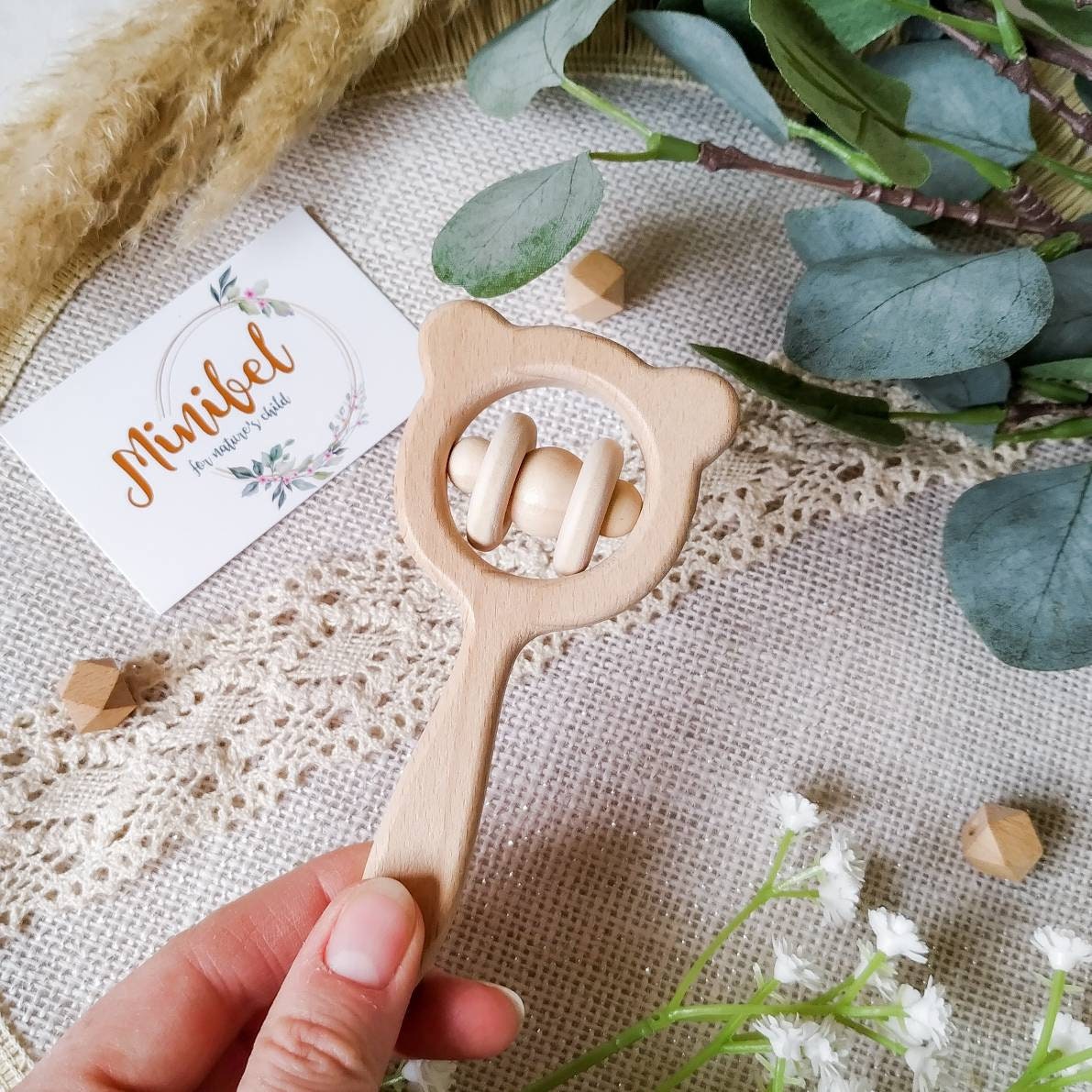 Personalised Wooden Baby Rattles