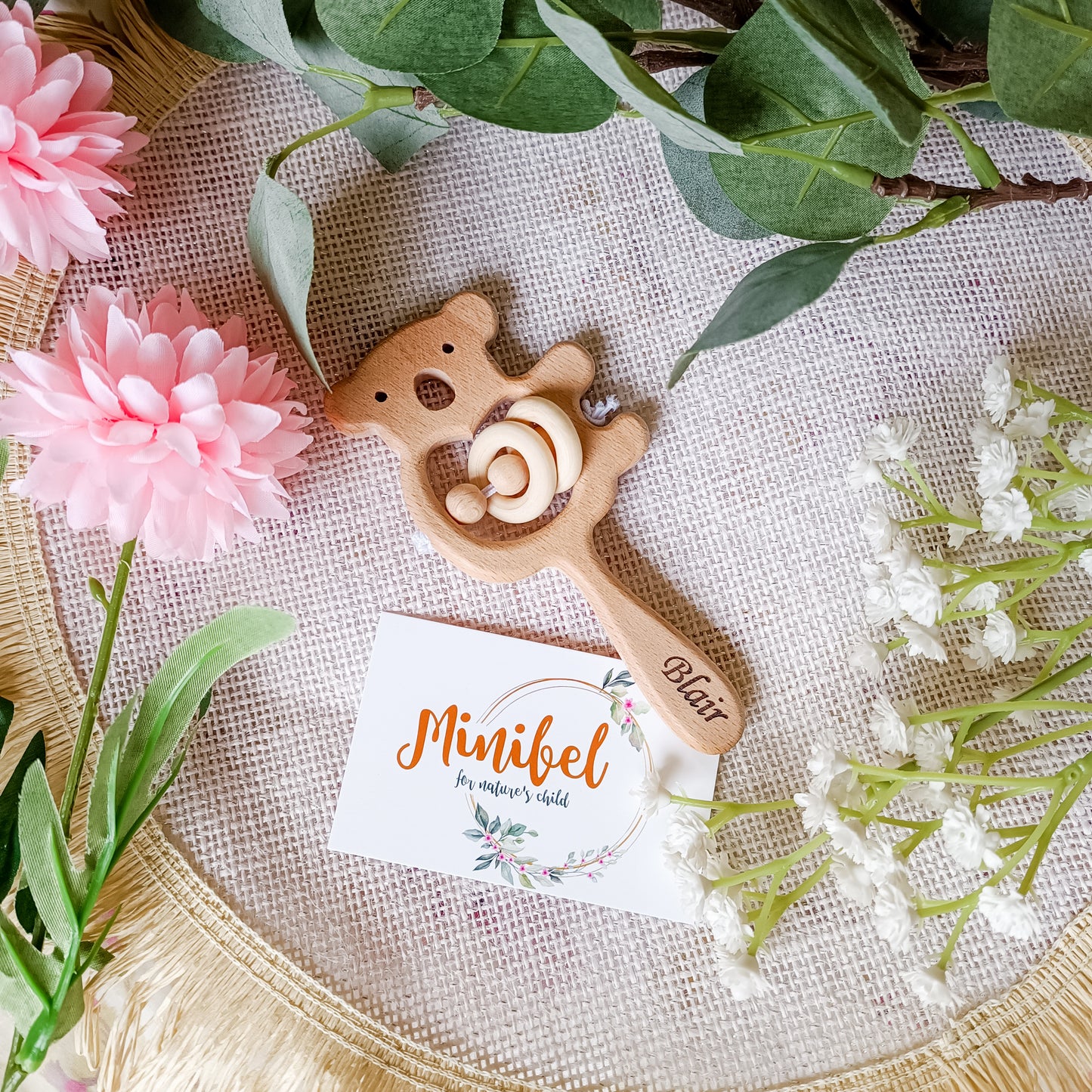 Personalised Wooden Baby Rattles