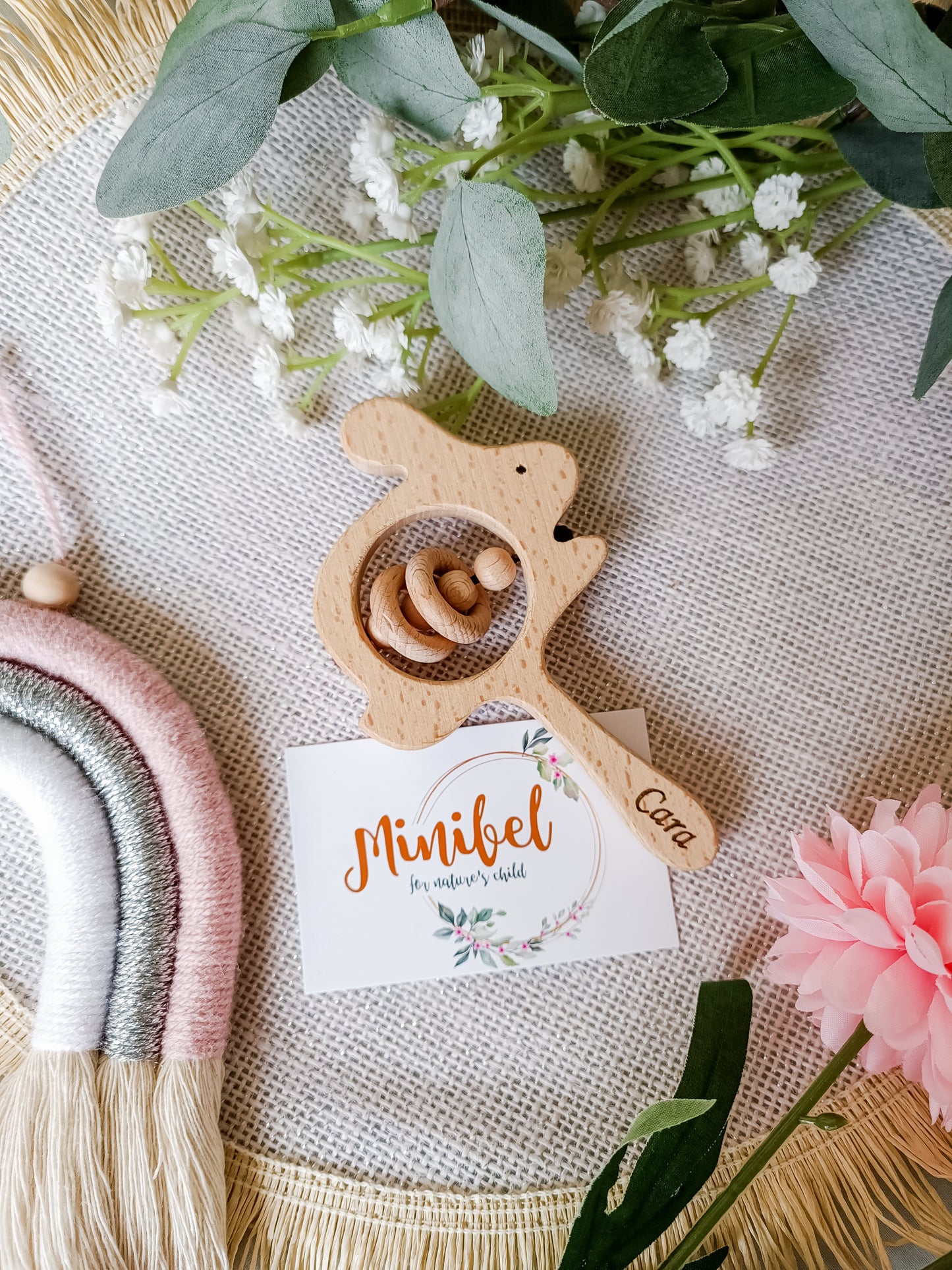 Personalised Wooden Baby Rattles