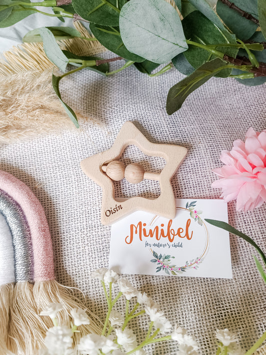 Personalised Wooden Star Rattle