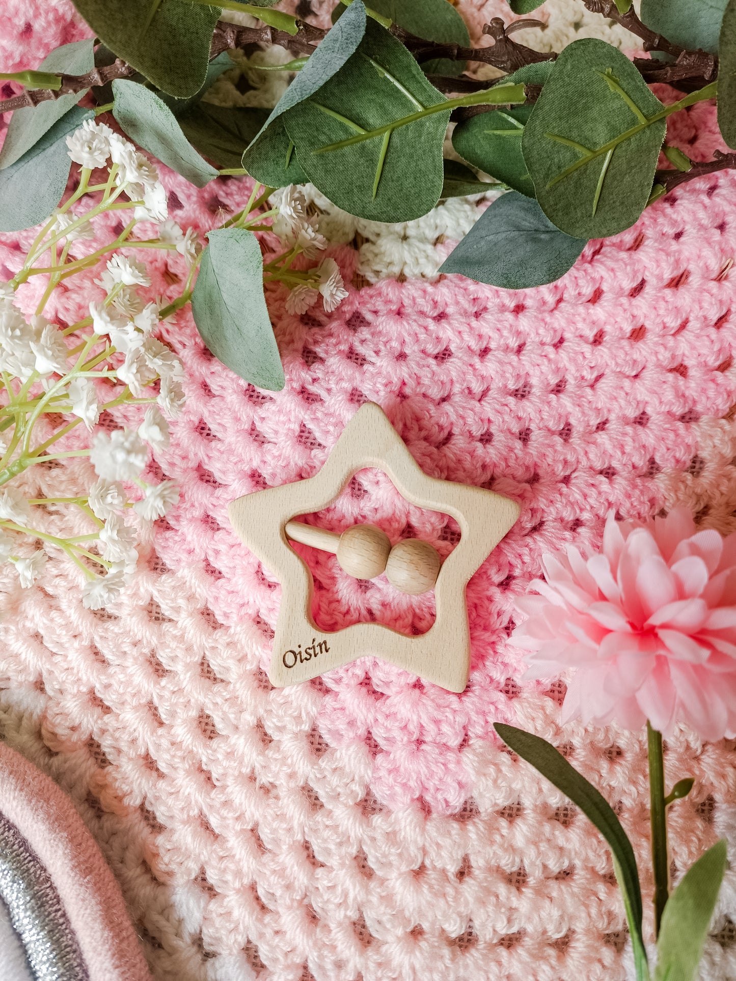 Personalised Wooden Star Rattle