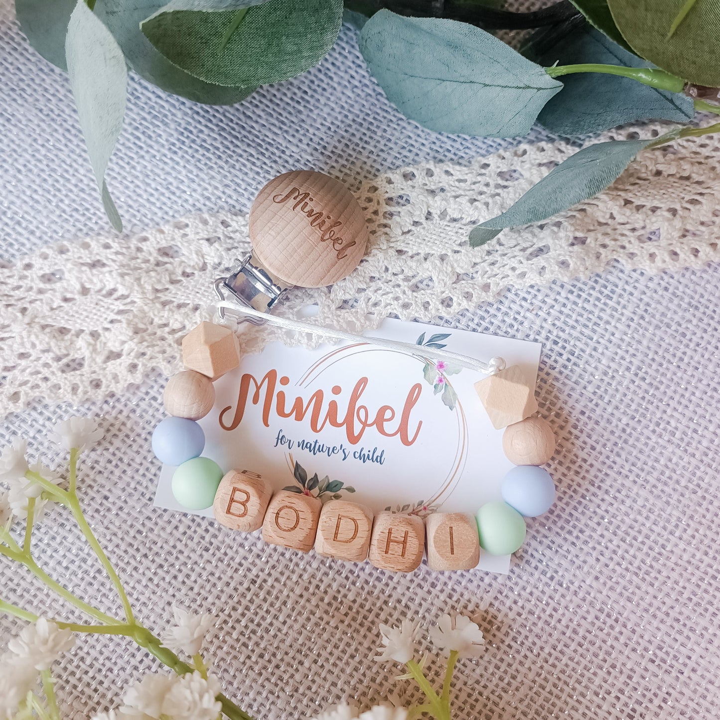 Wooden Bead Soother Clips