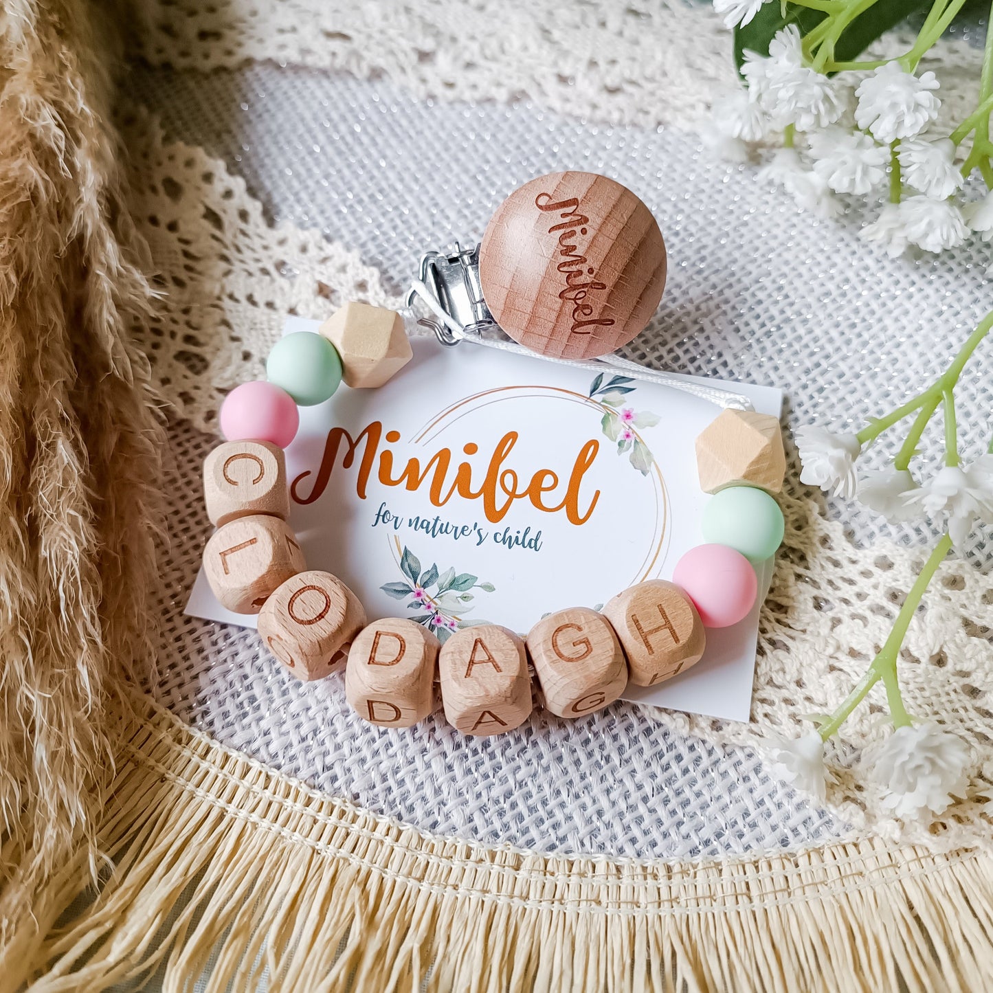 Wooden Bead Soother Clips