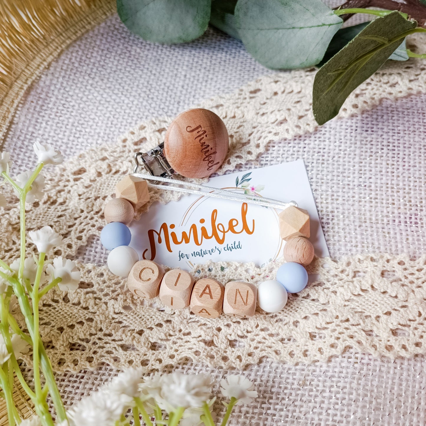 Wooden Bead Soother Clips