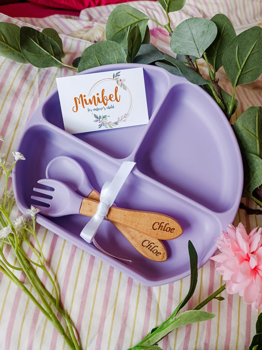 Divider Plate with Engraved Cutlery Set