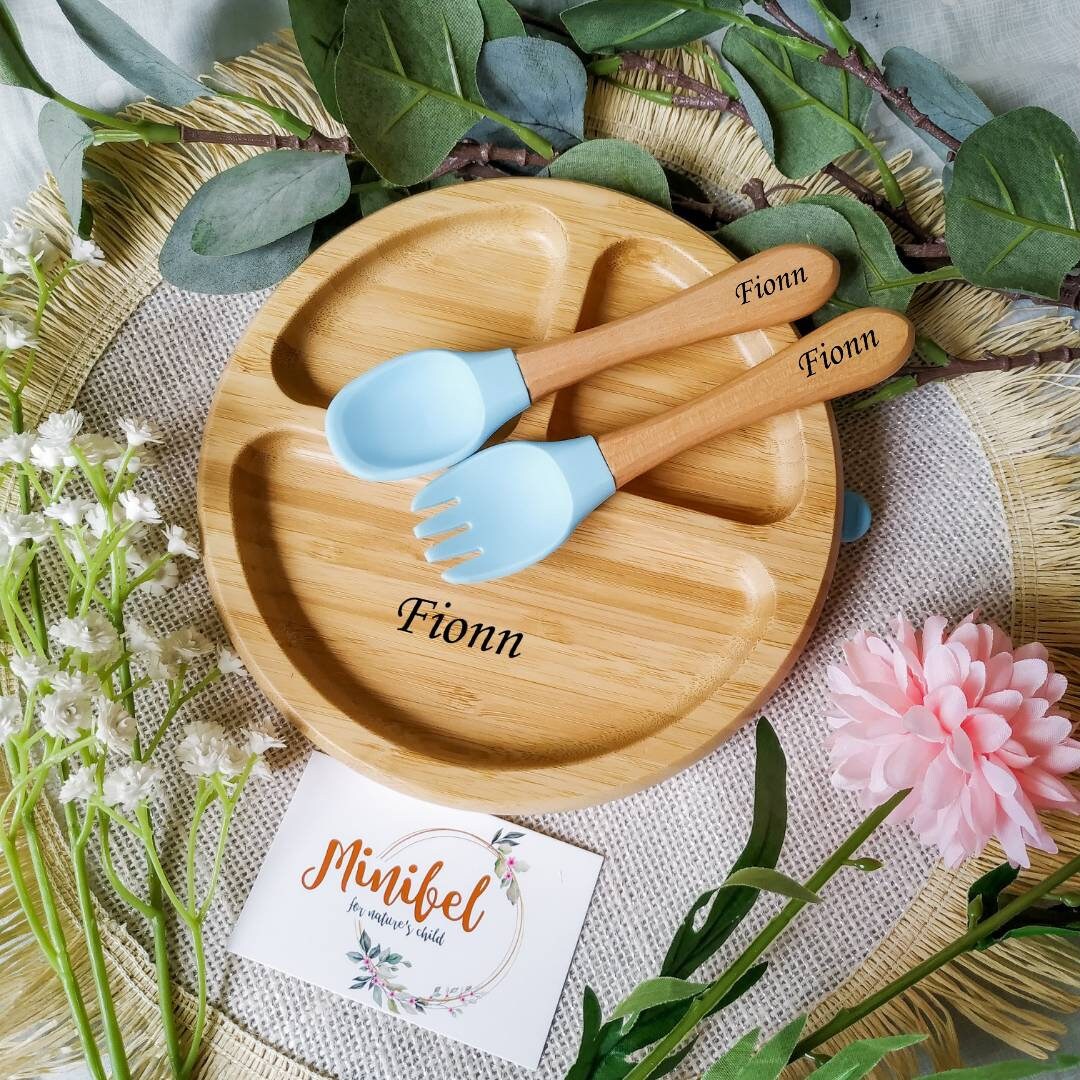 Personalised Bamboo Plate and Cutlery Set